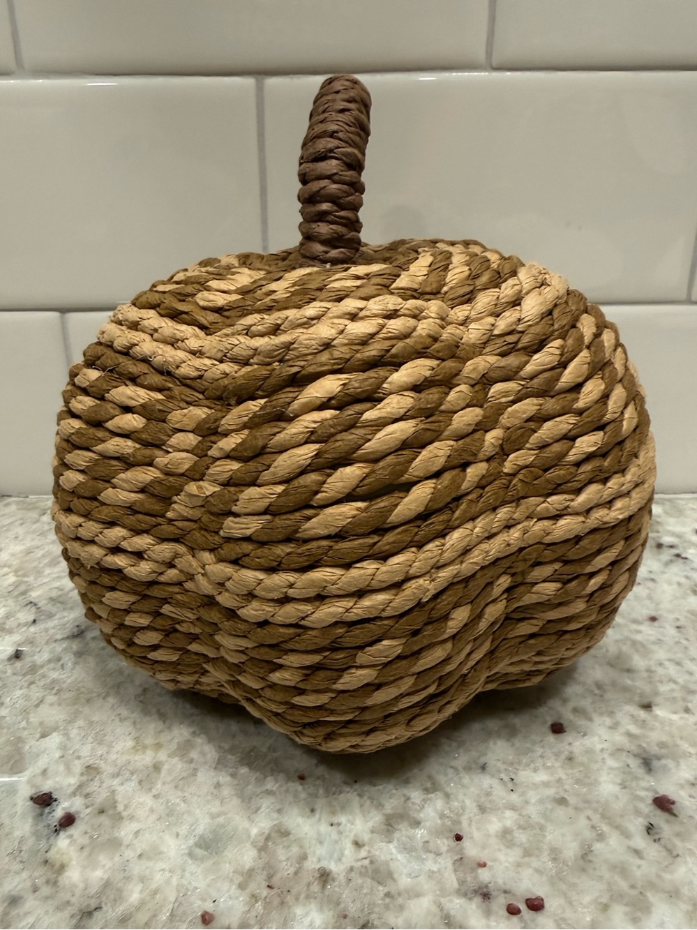 Threshold Fall Decor: Medium Natural Woven Pumpkin Accent in Natural Brown Tones
